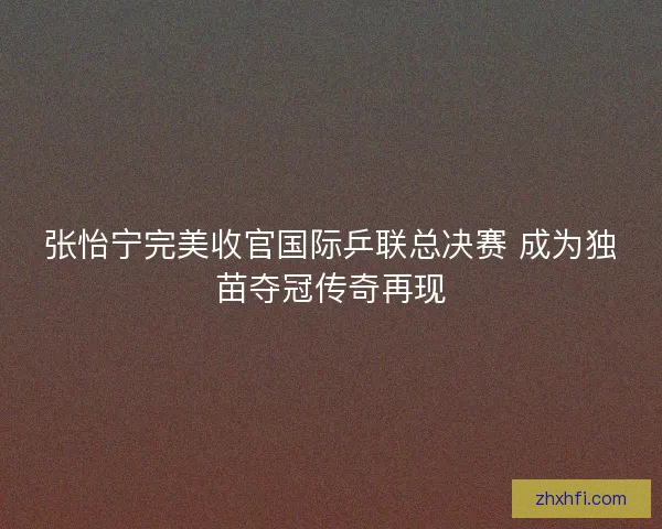 张怡宁完美收官国际乒联总决赛 成为独苗夺冠传奇再现